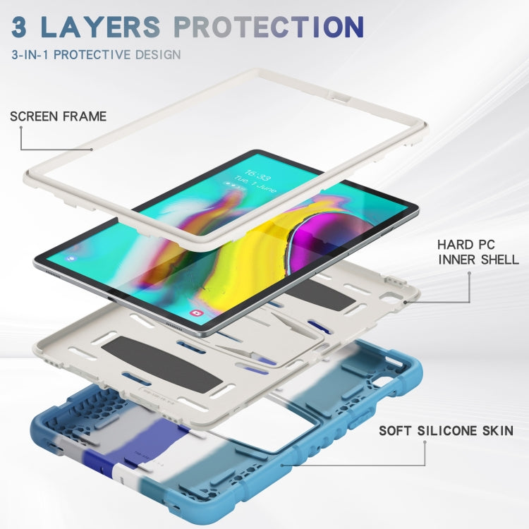 3-Layer Protection Screen Frame + PC + Silicone Shockproof Combination Case with Holder For Samsung Galaxy Tab S5e T720(Colorful Blue) - Tab S5E 10.5 T720 / T725 by buy2fix | Online Shopping UK | buy2fix