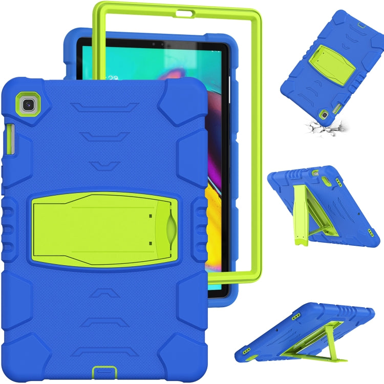 3-Layer Protection Screen Frame + PC + Silicone Shockproof Combination Case with Holder For Samsung Galaxy Tab S5e T720(Blue+Lime) - Tab S5E 10.5 T720 / T725 by buy2fix | Online Shopping UK | buy2fix
