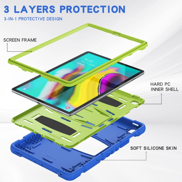 3-Layer Protection Screen Frame + PC + Silicone Shockproof Combination Case with Holder For Samsung Galaxy Tab S5e T720(Blue+Lime) - Tab S5E 10.5 T720 / T725 by buy2fix | Online Shopping UK | buy2fix