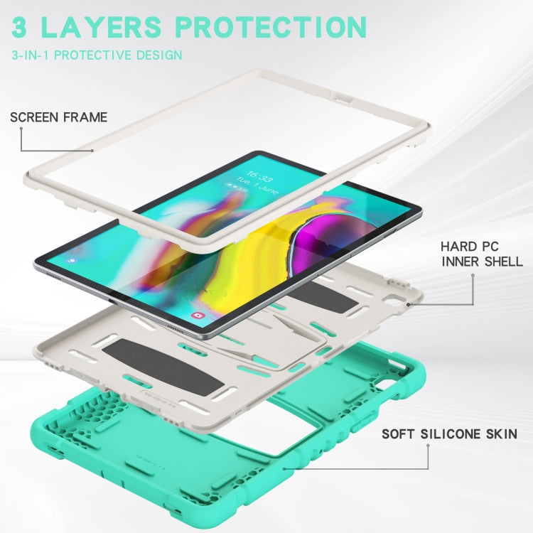 3-Layer Protection Screen Frame + PC + Silicone Shockproof Combination Case with Holder For Samsung Galaxy Tab S5e T720(Mint Green) - Tab S5E 10.5 T720 / T725 by buy2fix | Online Shopping UK | buy2fix