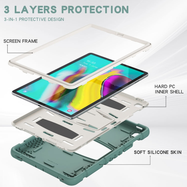 3-Layer Protection Screen Frame + PC + Silicone Shockproof Combination Case with Holder For Samsung Galaxy Tab S5e T720(Emerald Green) - Tab S5E 10.5 T720 / T725 by buy2fix | Online Shopping UK | buy2fix