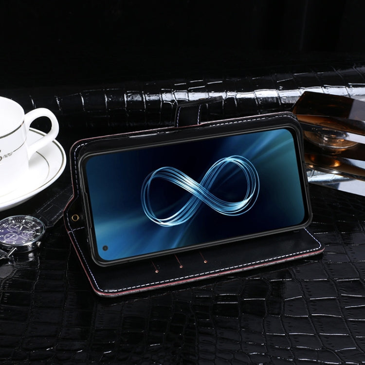 For ASUS Zenfone 8 / ZS590KS idewei Crocodile Texture Horizontal Flip Leather Case with Holder & Card Slots & Wallet(Dark Blue) - ASUS Cases by idewei | Online Shopping UK | buy2fix