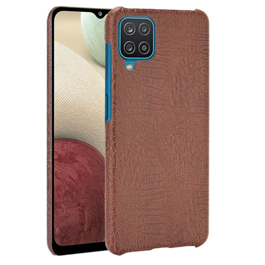 For Samsung Galaxy A22 4G Shockproof Crocodile Texture PC + PU Case(Brown)