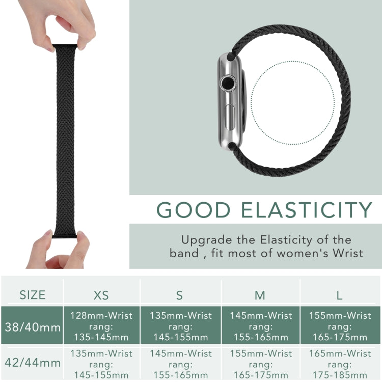 Metal Head Braided Nylon Solid Color Watch Band For Apple Watch Ultra 49mm&Watch Ultra 2 49mm / Series 9&8&7 45mm / SE 3&SE 2&6&SE&5&4 44mm / 3&2&1 42mm, Size:XS 135mm(Grey) by buy2fix