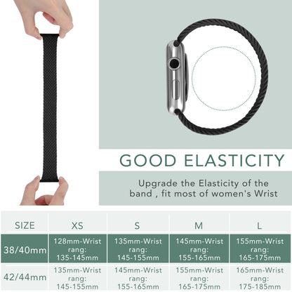 Metal Head Braided Nylon Solid Color Watch Band For Apple Watch Ultra 49mm&Watch Ultra 2 49mm / Series 9&8&7 45mm / SE 3&SE 2&6&SE&5&4 44mm / 3&2&1 42mm, Size:S 145mm(Black) by buy2fix