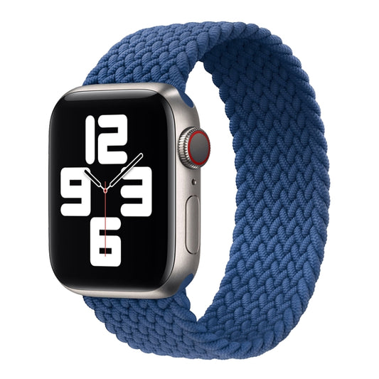 Metal Head Braided Nylon Solid Color Watch Band For Apple Watch Ultra 49mm&Watch Ultra 2 49mm / Series 9&8&7 45mm / SE 3&SE 2&6&SE&5&4 44mm / 3&2&1 42mm, Size:M 155mm(Cold Sea Blue) by buy2fix