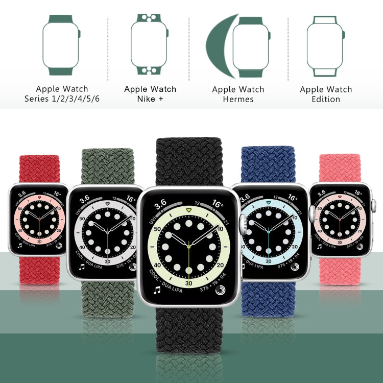 Metal Head Braided Nylon Solid Color Watch Band For Apple Watch Ultra 49mm&Watch Ultra 2 49mm / Series 9&8&7 45mm / SE 3&SE 2&6&SE&5&4 44mm / 3&2&1 42mm, Size:M 155mm(Black) by buy2fix
