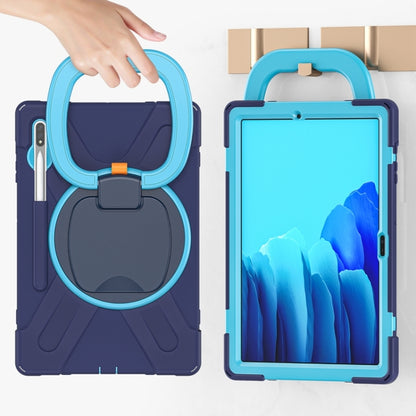 For Samsung Galaxy Tab S8+ / Tab S8 Plus / Tab S7 FE / Tab S7+ T970/T975 Silicone + PC Protective Case with Holder & Shoulder Strap(NavyBlue+Blue) by buy2fix