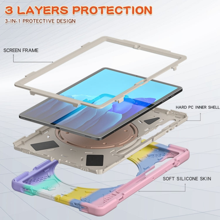 For Samsung Galaxy Tab S8+ / Tab S8 Plus / Tab S7 FE / Tab S7+ T970/T975 Silicone + PC Protective Case with Holder & Shoulder Strap(Colorful Pink) by buy2fix