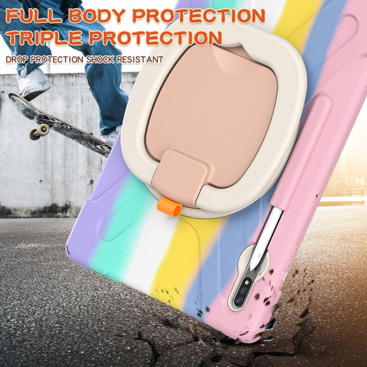 For Samsung Galaxy Tab S8+ / Tab S8 Plus / Tab S7 FE / Tab S7+ T970/T975 Silicone + PC Protective Case with Holder & Shoulder Strap(Colorful Pink) by buy2fix