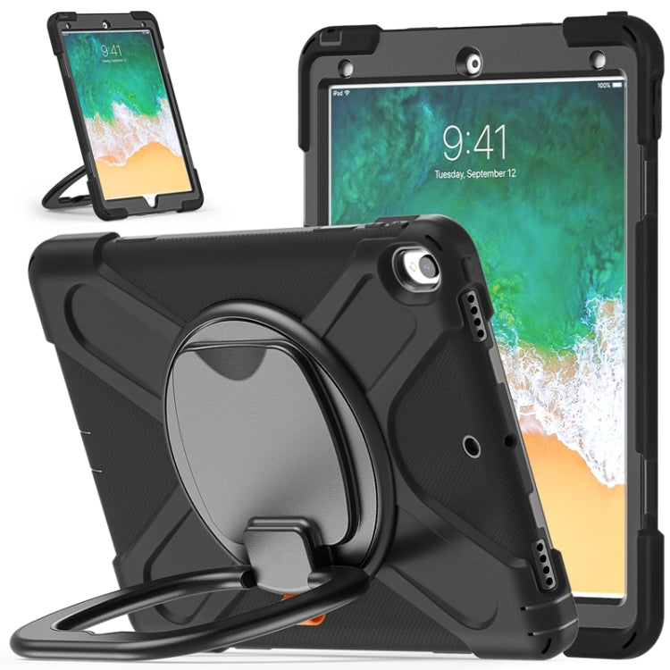 For iPad Pro 10.5 2017 / Air 10.5 2019 Silicone + PC Protective Case with Holder & Shoulder Strap(Black+Black) - iPad Air (2019) Cases by buy2fix | Online Shopping UK | buy2fix