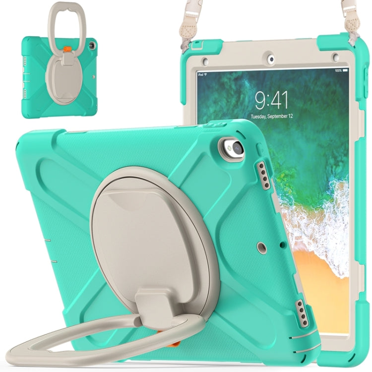 For iPad Pro 10.5 2017 / Air 10.5 2019 Silicone + PC Protective Case with Holder & Shoulder Strap(Mint Green) - iPad Air (2019) Cases by buy2fix | Online Shopping UK | buy2fix