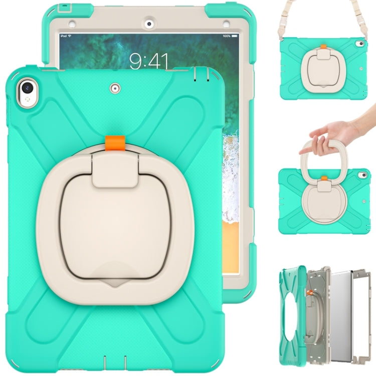 For iPad Pro 10.5 2017 / Air 10.5 2019 Silicone + PC Protective Case with Holder & Shoulder Strap(Mint Green) - iPad Air (2019) Cases by buy2fix | Online Shopping UK | buy2fix