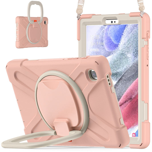 For Samsung Galaxy Tab A7 Lite T220 / T225 Silicone + PC Protective Case with Holder & Shoulder Strap(Rose Gold) - Tab A7 Lite T220 / T225 by buy2fix | Online Shopping UK | buy2fix