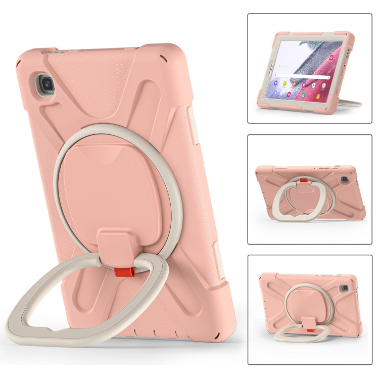 For Samsung Galaxy Tab A7 Lite T220 / T225 Silicone + PC Protective Case with Holder & Shoulder Strap(Rose Gold) - Tab A7 Lite T220 / T225 by buy2fix | Online Shopping UK | buy2fix