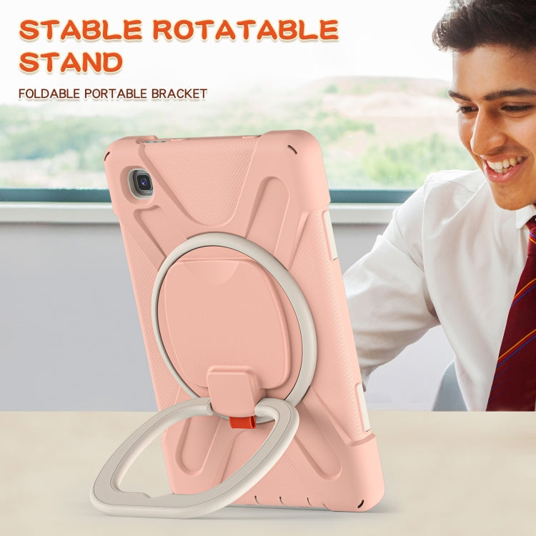 For Samsung Galaxy Tab A7 Lite T220 / T225 Silicone + PC Protective Case with Holder & Shoulder Strap(Rose Gold) - Tab A7 Lite T220 / T225 by buy2fix | Online Shopping UK | buy2fix