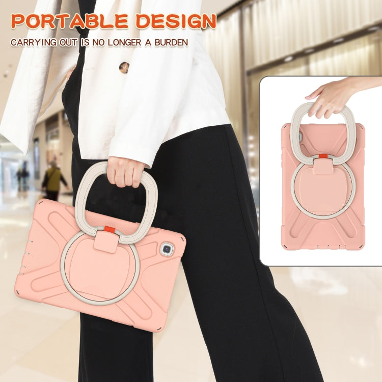 For Samsung Galaxy Tab A7 Lite T220 / T225 Silicone + PC Protective Case with Holder & Shoulder Strap(Rose Gold) - Tab A7 Lite T220 / T225 by buy2fix | Online Shopping UK | buy2fix