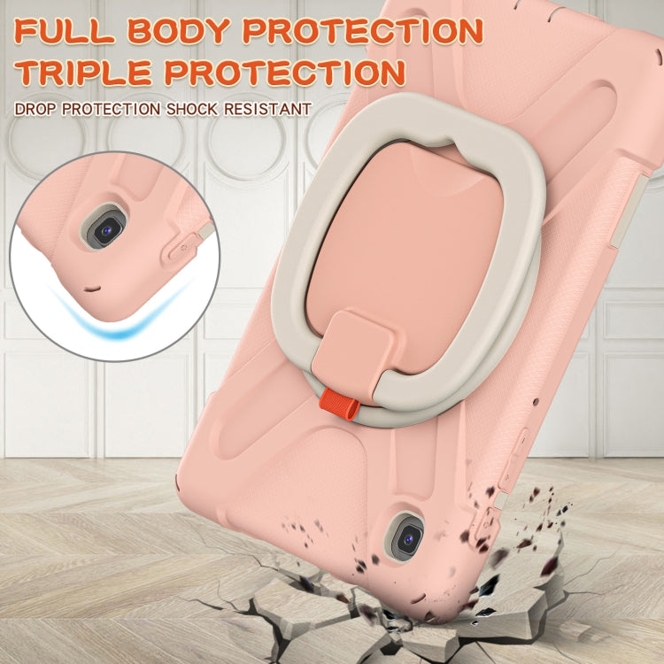 For Samsung Galaxy Tab A7 Lite T220 / T225 Silicone + PC Protective Case with Holder & Shoulder Strap(Rose Gold) - Tab A7 Lite T220 / T225 by buy2fix | Online Shopping UK | buy2fix