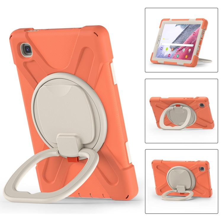 For Samsung Galaxy Tab A7 Lite T220 / T225 Silicone + PC Protective Case with Holder & Shoulder Strap(Coral Orange) - Tab A7 Lite T220 / T225 by buy2fix | Online Shopping UK | buy2fix