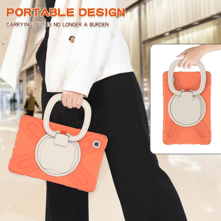 For Samsung Galaxy Tab A7 Lite T220 / T225 Silicone + PC Protective Case with Holder & Shoulder Strap(Coral Orange) - Tab A7 Lite T220 / T225 by buy2fix | Online Shopping UK | buy2fix