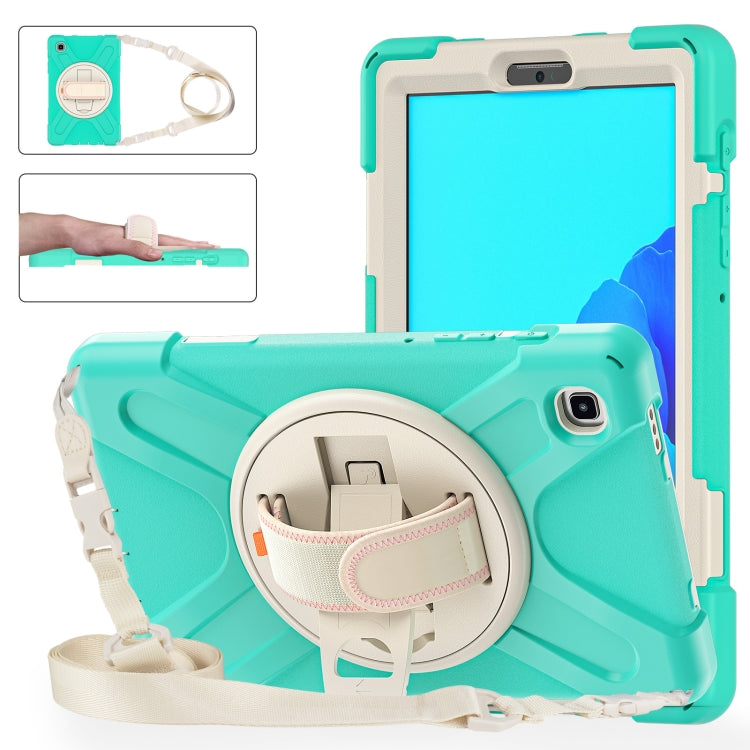 For Samsung Galaxy Tab A7 Lite T220 / T225 Silicone + PC Protective Case with Holder & Shoulder Strap(Mint Green) - Tab A7 Lite T220 / T225 by buy2fix | Online Shopping UK | buy2fix