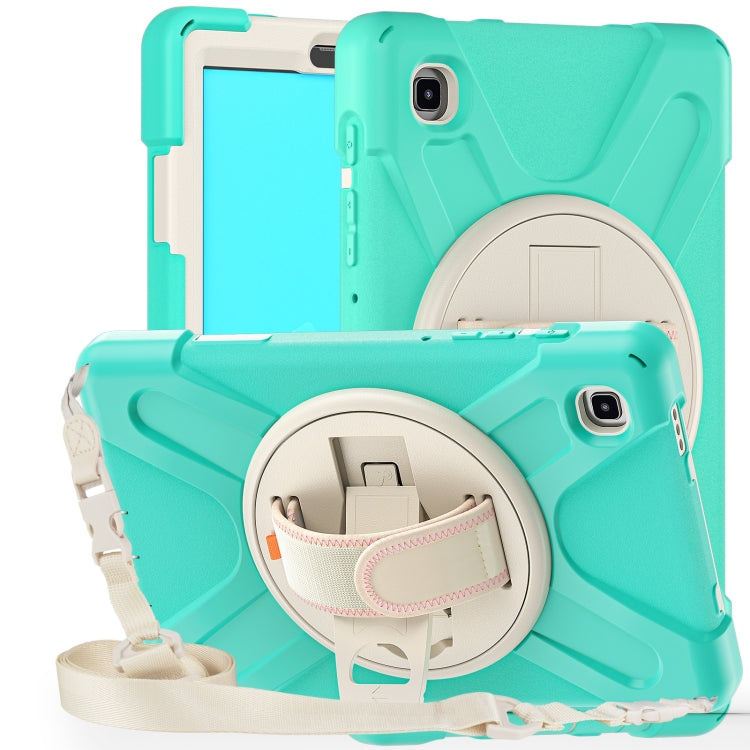 For Samsung Galaxy Tab A7 Lite T220 / T225 Silicone + PC Protective Case with Holder & Shoulder Strap(Mint Green) - Tab A7 Lite T220 / T225 by buy2fix | Online Shopping UK | buy2fix