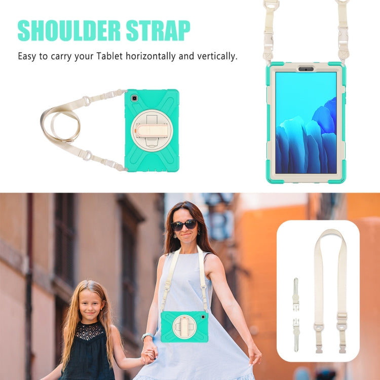 For Samsung Galaxy Tab A7 Lite T220 / T225 Silicone + PC Protective Case with Holder & Shoulder Strap(Mint Green) - Tab A7 Lite T220 / T225 by buy2fix | Online Shopping UK | buy2fix