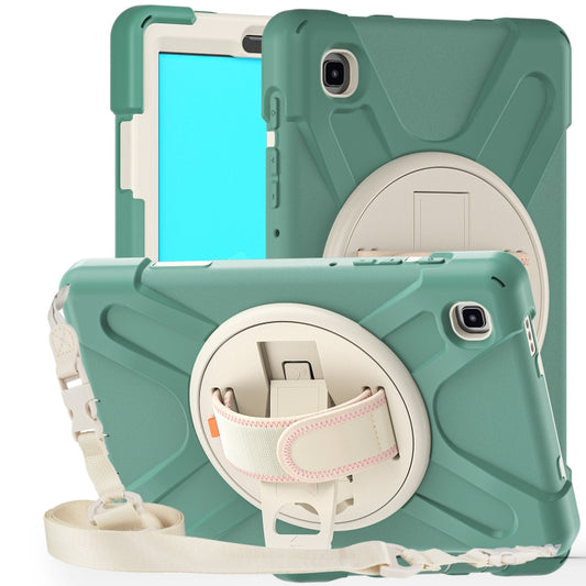 For Samsung Galaxy Tab A7 Lite T220 / T225 Silicone + PC Protective Case with Holder & Shoulder Strap(Emerald Green) - Tab A7 Lite T220 / T225 by buy2fix | Online Shopping UK | buy2fix