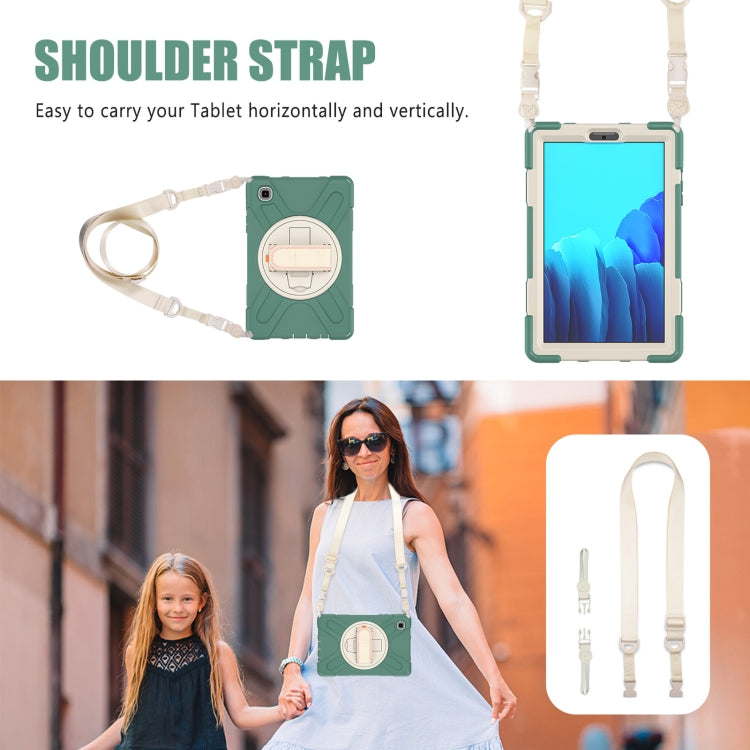 For Samsung Galaxy Tab A7 Lite T220 / T225 Silicone + PC Protective Case with Holder & Shoulder Strap(Emerald Green) - Tab A7 Lite T220 / T225 by buy2fix | Online Shopping UK | buy2fix