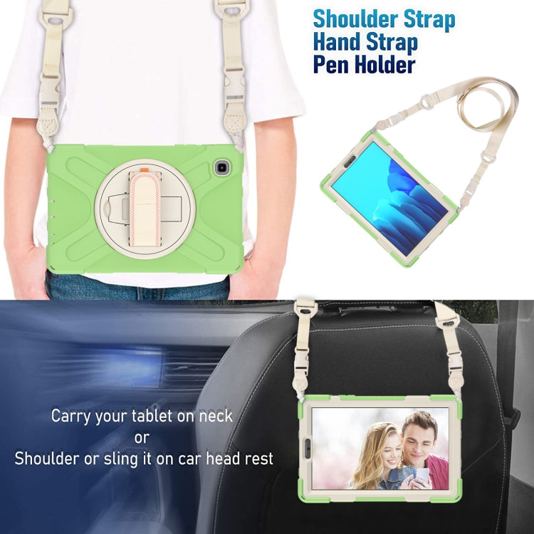 For Samsung Galaxy Tab A7 Lite T220 / T225 Silicone + PC Protective Case with Holder & Shoulder Strap(Matcha Green) - Tab A7 Lite T220 / T225 by buy2fix | Online Shopping UK | buy2fix