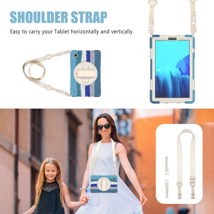 For Samsung Galaxy Tab A7 Lite T220 / T225 Silicone + PC Protective Case with Holder & Shoulder Strap(Colorful Blue) - Tab A7 Lite T220 / T225 by buy2fix | Online Shopping UK | buy2fix