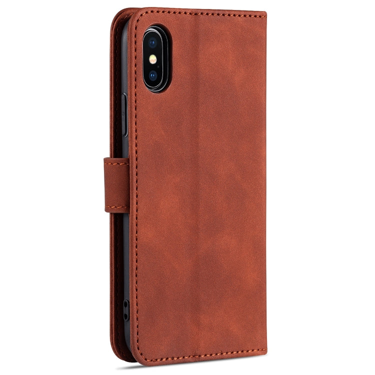 For iPhone X / XS AZNS Skin Feel Calf Texture Horizontal Flip Leather Case with Card Slots & Holder & Wallet(Brown) - More iPhone Cases by AZNS | Online Shopping UK | buy2fix