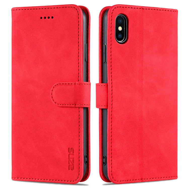 For iPhone XS Max AZNS Skin Feel Calf Texture Horizontal Flip Leather Case with Card Slots & Holder & Wallet(Red) - More iPhone Cases by AZNS | Online Shopping UK | buy2fix