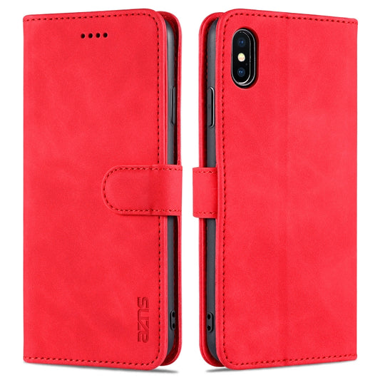 For iPhone XS Max AZNS Skin Feel Calf Texture Horizontal Flip Leather Case with Card Slots & Holder & Wallet(Red) - More iPhone Cases by AZNS | Online Shopping UK | buy2fix