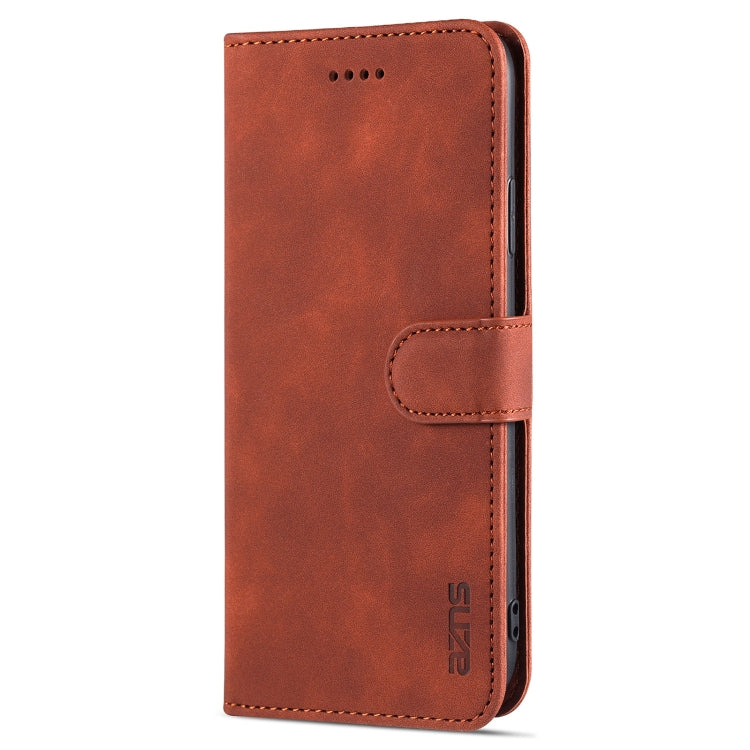 For iPhone XR AZNS Skin Feel Calf Texture Horizontal Flip Leather Case with Card Slots & Holder & Wallet(Brown) - More iPhone Cases by AZNS | Online Shopping UK | buy2fix