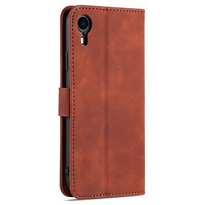 For iPhone XR AZNS Skin Feel Calf Texture Horizontal Flip Leather Case with Card Slots & Holder & Wallet(Brown) - More iPhone Cases by AZNS | Online Shopping UK | buy2fix