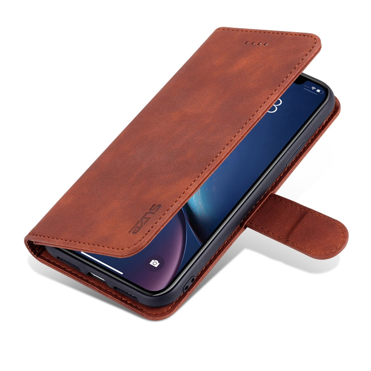 For iPhone XR AZNS Skin Feel Calf Texture Horizontal Flip Leather Case with Card Slots & Holder & Wallet(Brown) - More iPhone Cases by AZNS | Online Shopping UK | buy2fix