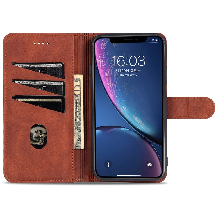For iPhone XR AZNS Skin Feel Calf Texture Horizontal Flip Leather Case with Card Slots & Holder & Wallet(Brown) - More iPhone Cases by AZNS | Online Shopping UK | buy2fix