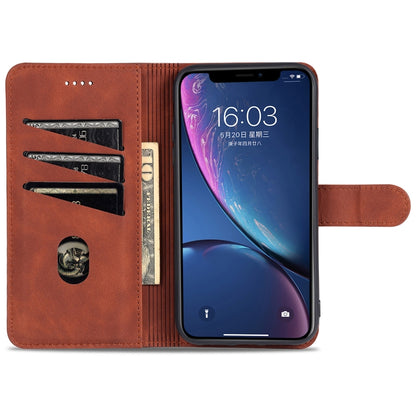 For iPhone XR AZNS Skin Feel Calf Texture Horizontal Flip Leather Case with Card Slots & Holder & Wallet(Brown) - More iPhone Cases by AZNS | Online Shopping UK | buy2fix