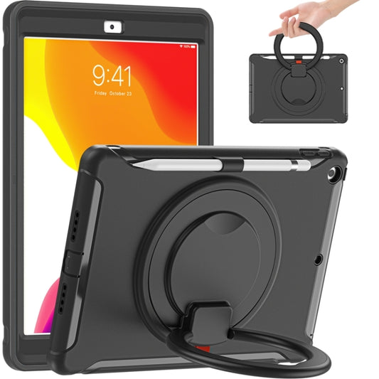 For iPad 10.2 2021 / 2020 / 2019 Shockproof TPU + PC Protective Case with 360 Degree Rotation Foldable Handle Grip Holder & Pen Slot(Black) - iPad 10.2 Cases by buy2fix | Online Shopping UK | buy2fix