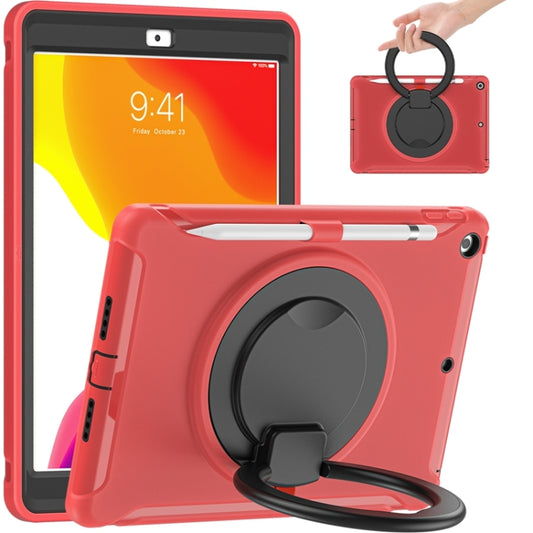 For iPad 10.2 2021 / 2020 / 2019 Shockproof TPU + PC Protective Case with 360 Degree Rotation Foldable Handle Grip Holder & Pen Slot(Red) - iPad 10.2 Cases by buy2fix | Online Shopping UK | buy2fix