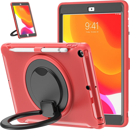 For iPad 10.2 2021 / 2020 / 2019 Shockproof TPU + PC Protective Case with 360 Degree Rotation Foldable Handle Grip Holder & Pen Slot(Red) - iPad 10.2 Cases by buy2fix | Online Shopping UK | buy2fix