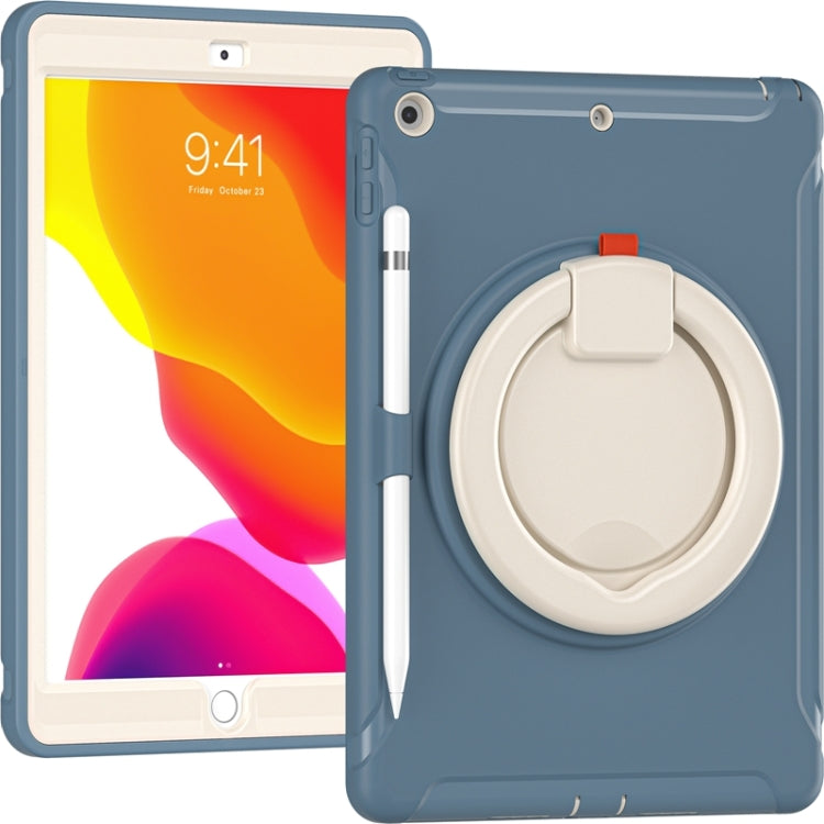 For iPad 10.2 2021 / 2020 / 2019 Shockproof TPU + PC Protective Case with 360 Degree Rotation Foldable Handle Grip Holder & Pen Slot(Cornflower Blue) - iPad 10.2 Cases by buy2fix | Online Shopping UK | buy2fix