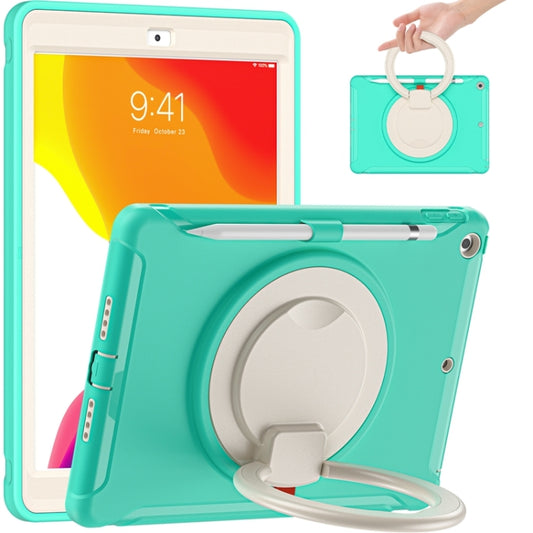 For iPad 10.2 2021 / 2020 / 2019 Shockproof TPU + PC Protective Case with 360 Degree Rotation Foldable Handle Grip Holder & Pen Slot(Mint Green) - iPad 10.2 Cases by buy2fix | Online Shopping UK | buy2fix