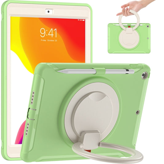 For iPad 10.2 2021 / 2020 / 2019 Shockproof TPU + PC Protective Case with 360 Degree Rotation Foldable Handle Grip Holder & Pen Slot(Matcha Green) - iPad 10.2 Cases by buy2fix | Online Shopping UK | buy2fix
