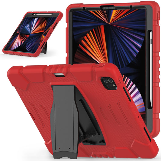 For iPad Pro 12.9 2022 / 2021 3-Layer Protection  Screen Frame + PC + Silicone Shockproof Combination Tablet Case with Holder(Red+Black) - iPad Pro 12.9 (2022/2021) Cases by buy2fix | Online Shopping UK | buy2fix