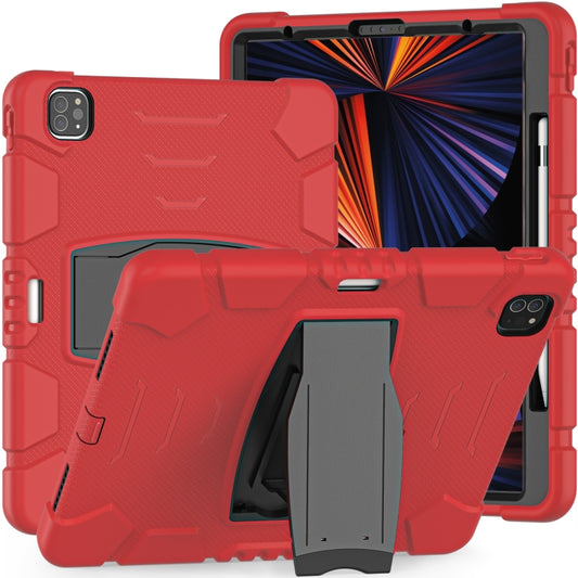 For iPad Pro 12.9 2022 / 2021 3-Layer Protection  Screen Frame + PC + Silicone Shockproof Combination Tablet Case with Holder(Red+Black) - iPad Pro 12.9 (2022/2021) Cases by buy2fix | Online Shopping UK | buy2fix