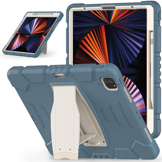 For iPad Pro 12.9 2022 / 2021 3-Layer Protection  Screen Frame + PC + Silicone Shockproof Combination Tablet Case with Holder(Cornflower Blue) - iPad Pro 12.9 (2022/2021) Cases by buy2fix | Online Shopping UK | buy2fix