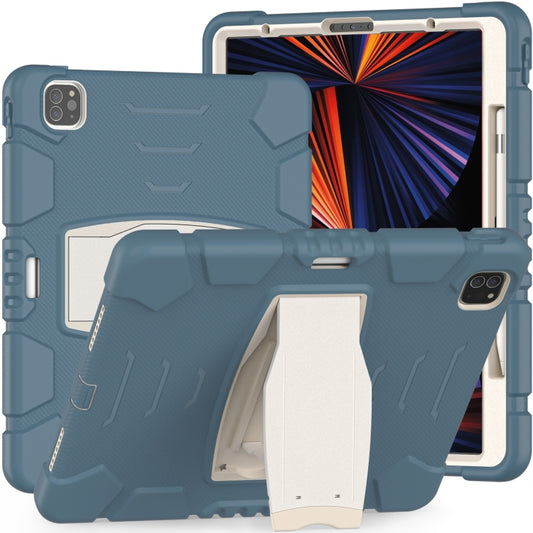 For iPad Pro 12.9 2022 / 2021 3-Layer Protection  Screen Frame + PC + Silicone Shockproof Combination Tablet Case with Holder(Cornflower Blue) - iPad Pro 12.9 (2022/2021) Cases by buy2fix | Online Shopping UK | buy2fix