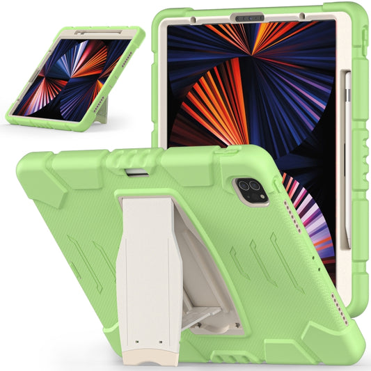 For iPad Pro 12.9 2022 / 2021 3-Layer Protection  Screen Frame + PC + Silicone Shockproof Combination Tablet Case with Holder(Matcha Green) - iPad Pro 12.9 (2022/2021) Cases by buy2fix | Online Shopping UK | buy2fix